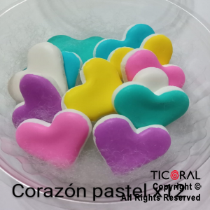 ADORNO CORAZON PASTEL MULTICOLOR AZUCAR X 12